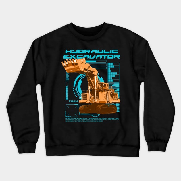 Hydraulic excavator Crewneck Sweatshirt by plutominer